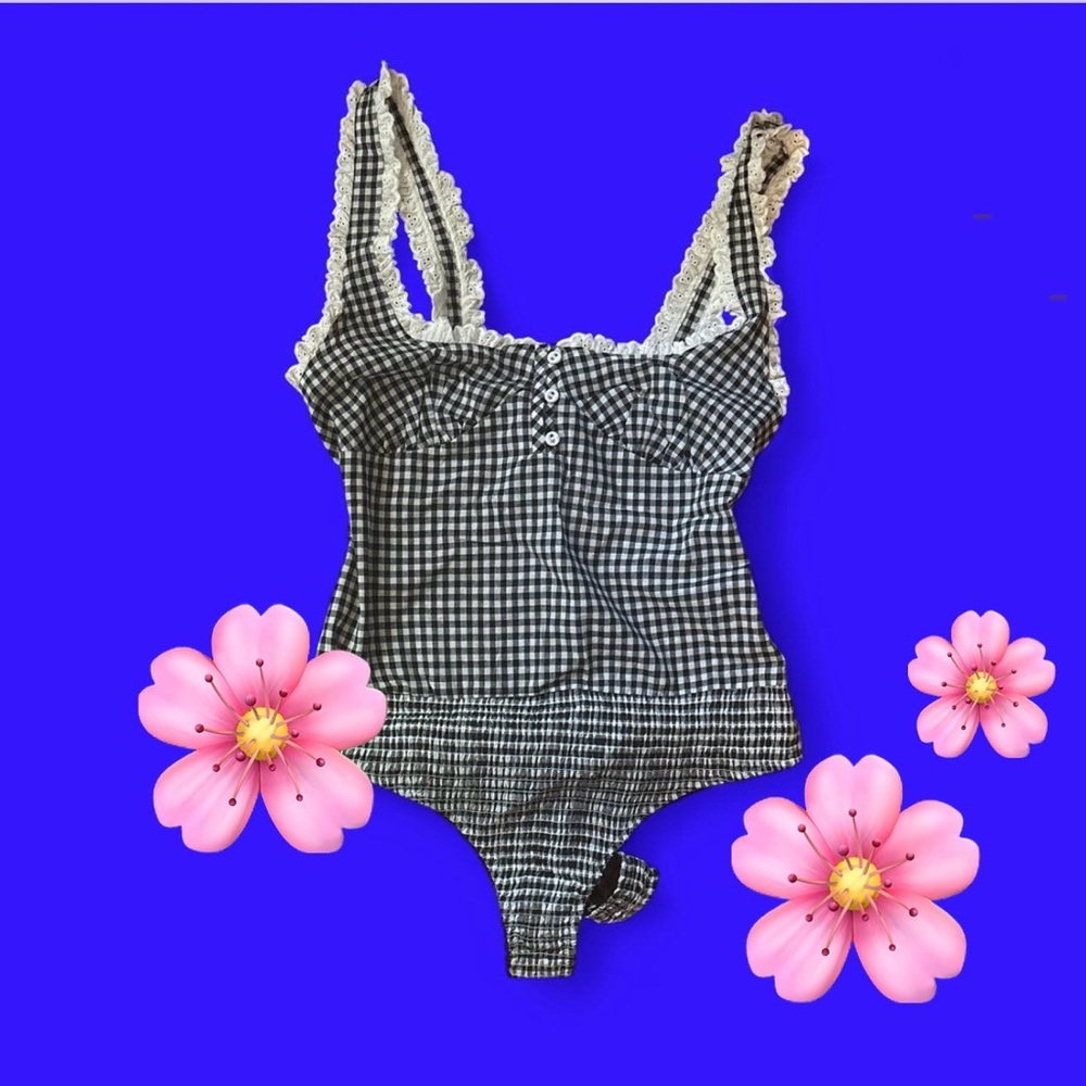 NWT Free People Gingham Bodysuit
